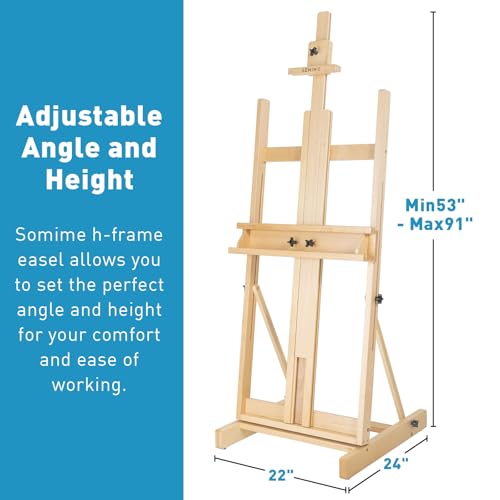 Beechwood H-Frame Artist Studio Easel with Storage Drawer, Natural - style: H Frame Easel Natural