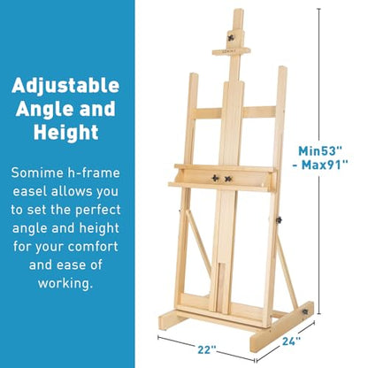 Beechwood H-Frame Artist Studio Easel with Storage Drawer, Natural - style: H Frame Easel Natural