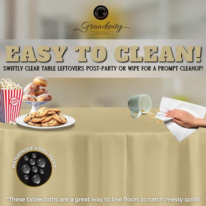 Grandipity Plastic Table Cloth Disposable 12 Pack 84" Round Beige - color: Beige, size: 84in. Round