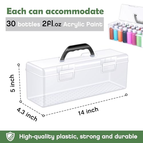 Threehoney 3 Pcs Acrylic Paint Art Organizer Storage Box with Handle, Black - color: Black