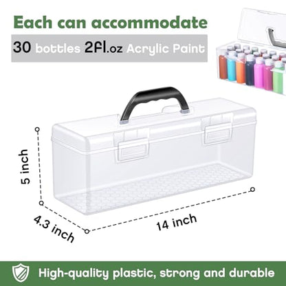 Threehoney 3 Pcs Acrylic Paint Art Organizer Storage Box with Handle, Black - color: Black