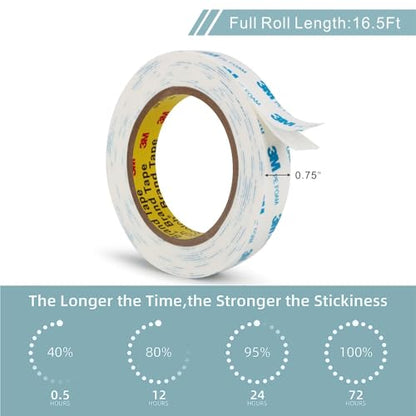 3M Double Sided Tape 0.75"×16.5Ft No Damage Double Sided Wall Tape - color: White, size: Width: 0.75''