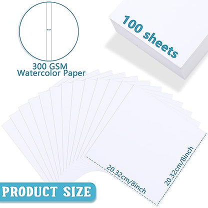 Spiareal 100 Sheets 8 x 8 Inch 100 Sheets Watercolor Paper Bulk 140 Lb - size: 8 x 8 Inch