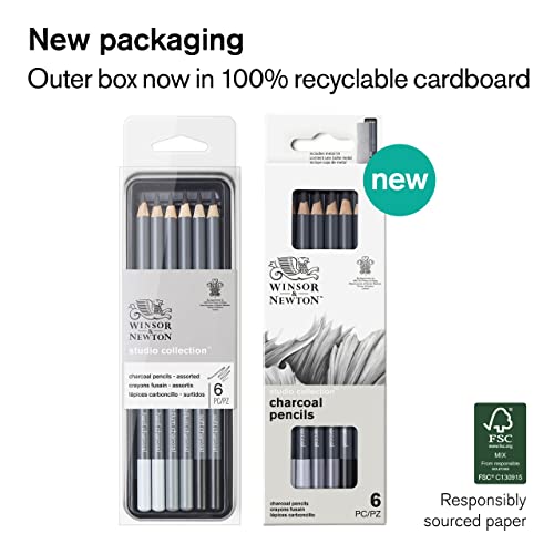 Winsor & Newton Studio Collection, 6 Count, Charcoal Pencils - style: 6 Charcoal Pencils