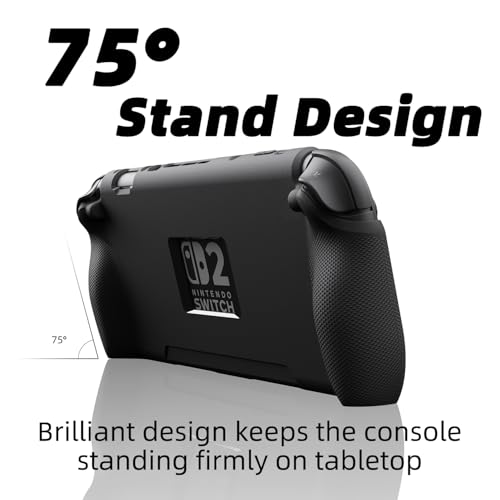 Savage Raven by Skull & Co. StandGrip for Nintendo Switch 2 : A Soft Protective Case with Textured Grips Full Protection and Stand, Shock-Absorption Non-Slip and Anti-Scratch Cover - Black - color: Black