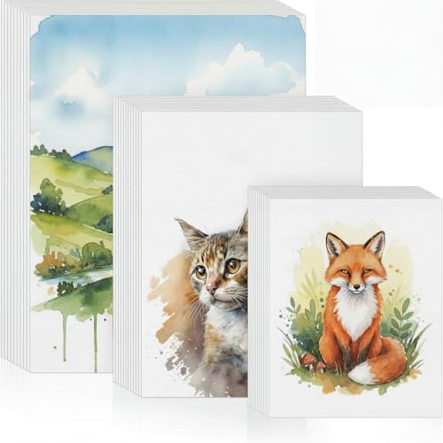 Outus 300 Sheets Watercolor Paper Bulk 3 Sizes 140lb Cold Press White Paper