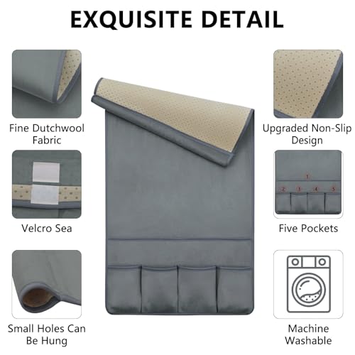 Remote Control Holder for Armchair Caddy, Remote Holder with 5 Pockets - color: Gray, size: 35"x18"