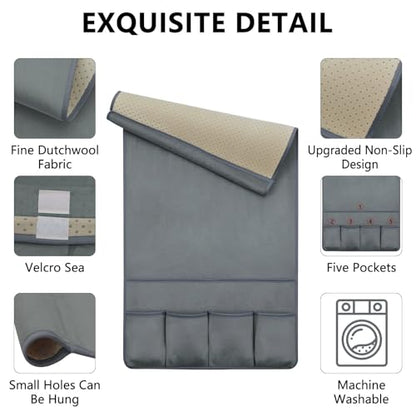 Remote Control Holder for Armchair Caddy, Remote Holder with 5 Pockets - color: Gray, size: 35"x18"