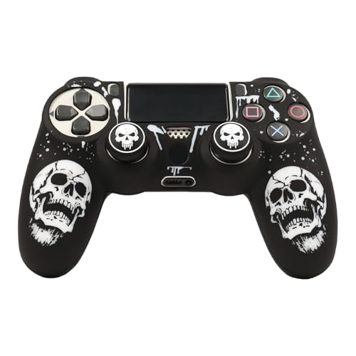 RALAN Skull HeadDesign Controller Skin Cover with 2 Thumb Grips Compatible with PS4/Playstation 4 Slim/Pro Controller - color: Skull Black White
