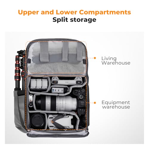 K&F CONCEPT Camera Backpack, 20L Camera Bags for Photographers - color: Grey