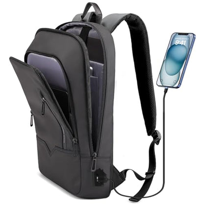 hk Backpack for Men Business Slim Laptop Bag - color: Black, size: 17.3 Inch