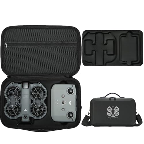 Carrying Case for DJI Neo 2, PU Hard Shell with Shoulder Strap,Compatible with DJI Neo 2 and Drone Accessories, Soft Lining, with Mesh Pocket,Black