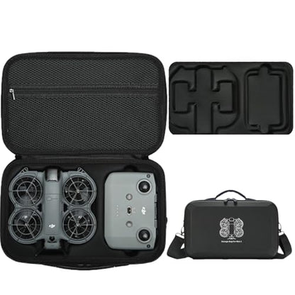 Carrying Case for DJI Neo 2, PU Hard Shell with Shoulder Strap,Compatible with DJI Neo 2 and Drone Accessories, Soft Lining, with Mesh Pocket,Black