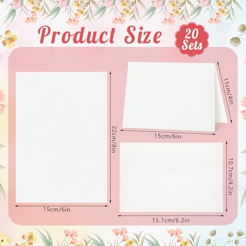 20 Sets Watercolor Cards with Envelopes, 4x6 Folded, 140Lb Cold Press - size: 4x6 Inch