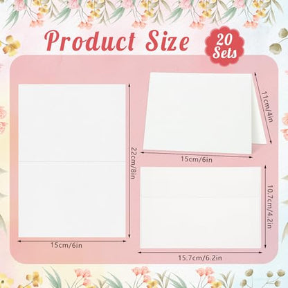 20 Sets Watercolor Cards with Envelopes, 4x6 Folded, 140Lb Cold Press - size: 4x6 Inch