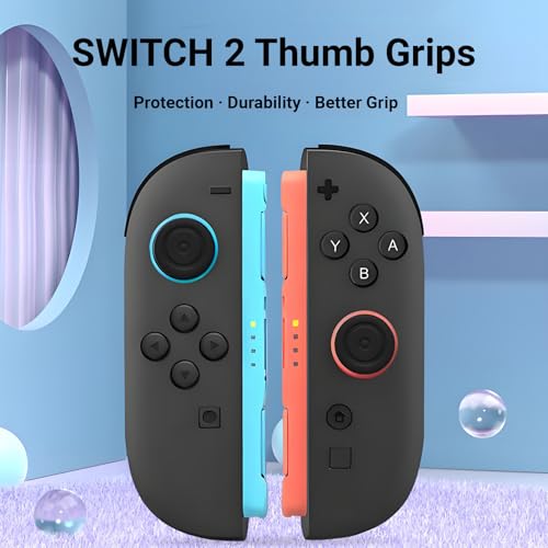 Switch 2 Thumb Caps, 8PCS Soft Silicone Joystick Caps Compatible with Switch 2 Joycon, Non-Slip Protective Thumbstick Covers for Better Control & Stick Protection,Black - color: Black