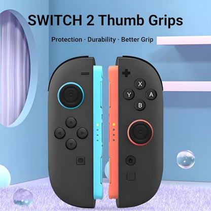 8 Pack Thumb Grips for Nintendo Switch 2 (2025)& Pro Controller–Silicone Joystick Covers & Button Caps–Anti-Slip Ergonomic Stick Accessories for Joycon Blue - color: Blue
