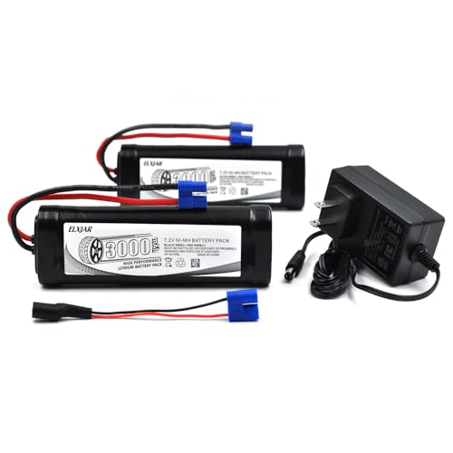 (2-Pack) 7.2V 3000mAh Ni-MH Battery with EC3 Plug for RC Cars & Trucks - color: 7.2V 3000mAh EC3 Plug