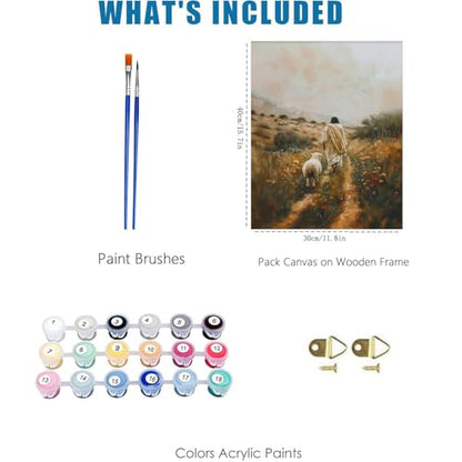 Jesus Paint by Numbers Kit for Adults Framed Canvas 12X16 in, Frameworkless - color: YH02806