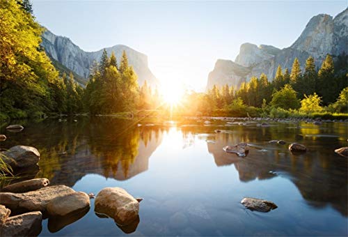 California Yosemite Valley Sunrise Landscape Photography Backdrop 12x10ft - size: 12x10ft
