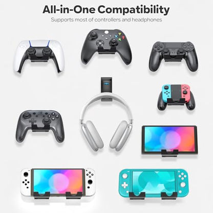 OIVO Controller & Headset Wall Mount Holder Stand, Foldable Headphone Stand, Gaming Controller Holder Hanger Hook, Universal Storage Organizer Controller/Earphone/Game Accessories-9 Packs - color: 8 X Controllers Holder