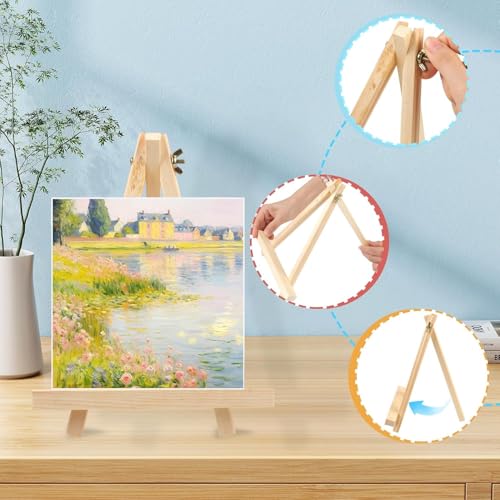 12PCS 9 Inches Tabletop Easels,Wood Easels, Easel Stand for Painting Canvases, Art, and Crafts, Tripod, Painting Party Easel, Tabletop Easels for Painting, Portable Canvas Photo Picture Sign Holder