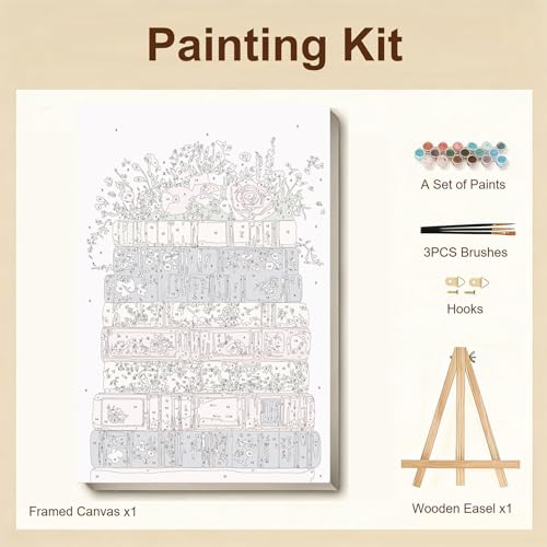 Gemozaic Book Framed Paint by Numbers Kit for Adults with Easel, 8x12 in - color: BKH2382