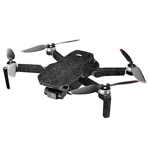 MightySkins Compatible with DJI Mini 2 Portable Drone - Black Leather | Protective, Durable, and Unique Vinyl Decal wrap Cover | Easy to Apply, Remove, and Change Styles | Made in the USA - color: Black Leather