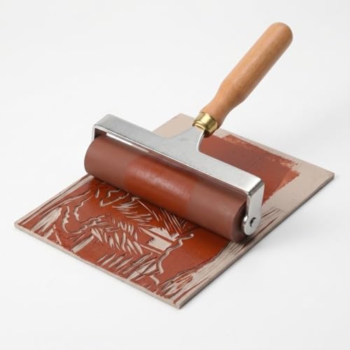 Anu Limen Soft Rubber Brayer High-Elasticity Roller for Printmaking, Scrapbooking & Art Crafts, Even Ink Application, Non-Slip Handle(15cm) - size: 15cm