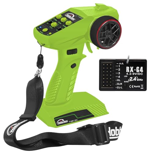 RC Remote Control 4CH 2.4G Transmitter with Receiver and Lanyard for RC Car Crawler Boat, Green & Black - color: Green & Black