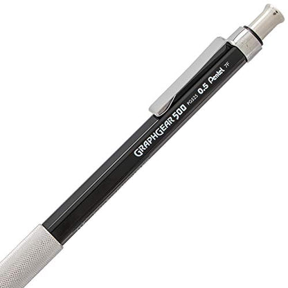 Pentel GraphGear 500 Mechanical Drafting Pencil, (0.5mm), Fine Line, Refill Lead and Mini Eraser (PG525LEBP)