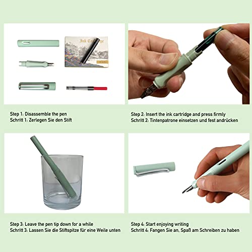 Calligraphy Fountain Pen Set- 7 with Different Nibs and 40 Ink Cartridges for Beginners- MU-09