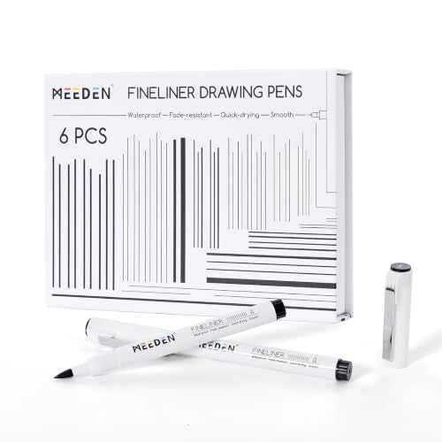 MEEDEN Micro Fineliner Drawing Pens: 0.8-3mm L Nib, 6 Pack, Black Ink - style: L Elastic Nib
