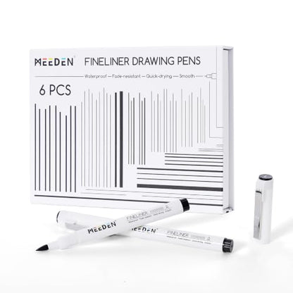 MEEDEN Micro Fineliner Drawing Pens: 0.8-3mm L Nib, 6 Pack, Black Ink - style: L Elastic Nib