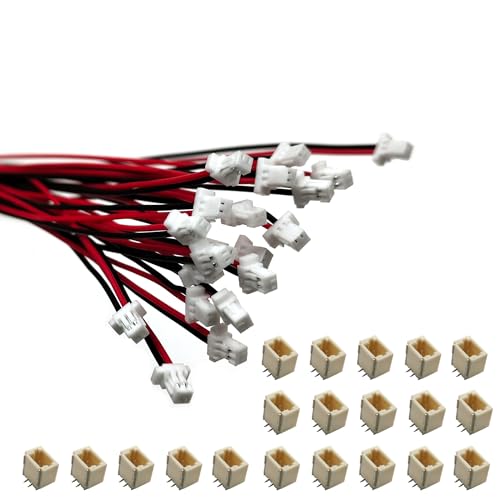 20 Sets Mini Micro JST SH 1.0mm 2-Pin Connector Male Plug with 15cm UL1571 Cable & Female Socket Adapter