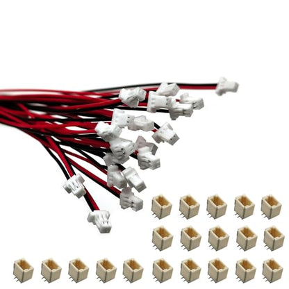 20 Sets Mini Micro JST SH 1.0mm 2-Pin Connector Male Plug with 15cm UL1571 Cable & Female Socket Adapter