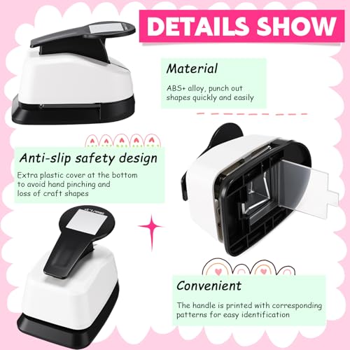 CHENGU 3 Pack Square Punch for Paper Craft, 1.5", 1", 0.6", Black and White - color: Black and White