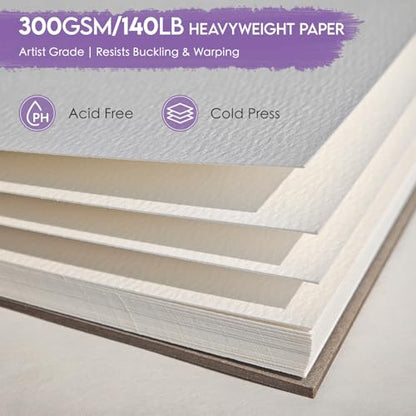 KOVIEDE 100% Cotton Watercolor Paper Pad 3.5"x5.5" (3 Pack, 30 Sheets Each) - color: Cat-3 Pack, size: 3.5"x5.5"