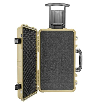 Eylar 22" Carry-On Travel Roller Gear, Camera, Drones, Tools, Equipment Hard Case Waterproof with Foam (Tan) - color: Tan