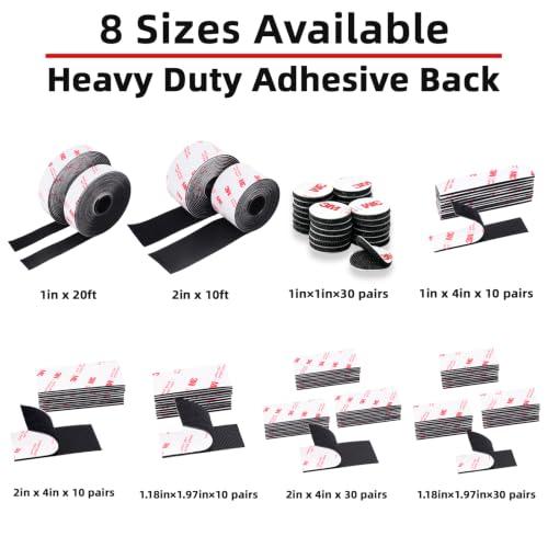 Hook and Loop Tape 1in x 20ft, Mounting Tape Heavy Duty Adhesion - size: 1in×20Ft