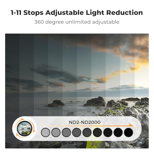 K&F CONCEPT 58mm Variable ND2-2000 (1-11 Stops) ND Camera Lens Filter - size: 58mm