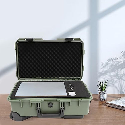 Portable Protective Camera Case, 22" Protective Roller Hard Camera Case with Wheels and Foams Camera Suitcase Waterproof Rolling Hard Case for Camera,Tools,Lens,Drone,Equipment (Green) - color: Green