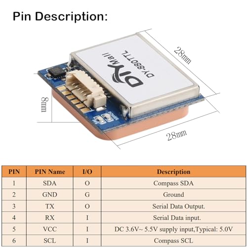 DY-880 TTL GPS Receiver Module With Flash HMC5883L Compass and Active Antenna - Support Glonass Beidou for Arduino FPV Aircraft CC3D Flight Control, Replace BN-880