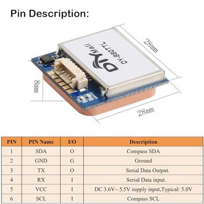 DY-880 TTL GPS Receiver Module With Flash HMC5883L Compass and Active Antenna - Support Glonass Beidou for Arduino FPV Aircraft CC3D Flight Control, Replace BN-880