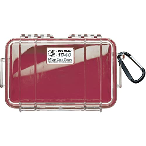 Waterproof Case | Pelican 1040 Micro Case - for iPhone, cell phone, GoPro, camera, and more (Red/Clear) - color: Red/Clear