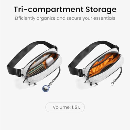 tomtoc 1.5L X-Pac Sling Bag with RFID Blocking Crossbody Pack for Men Women - color: X-Pac White, size: 1.5L