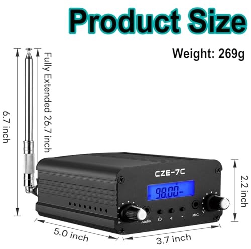 1W/7W Long Range FM Transmitter, FM Broadcast Transmitter with LCD