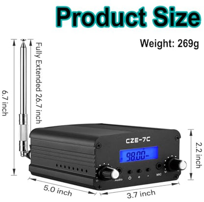 1W/7W Long Range FM Transmitter, FM Broadcast Transmitter with LCD