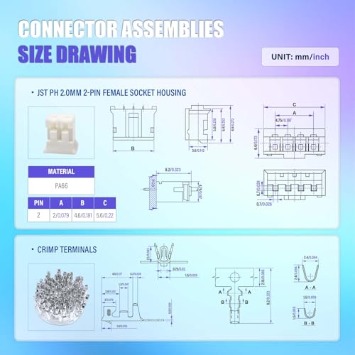 CQRobot JST PH 2.0mm Pitch 2-Pin Vertical SMT Header Electronic Connector