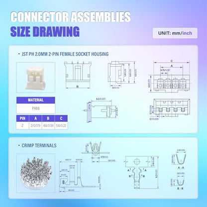 CQRobot JST PH 2.0mm Pitch 2-Pin Vertical SMT Header Electronic Connector